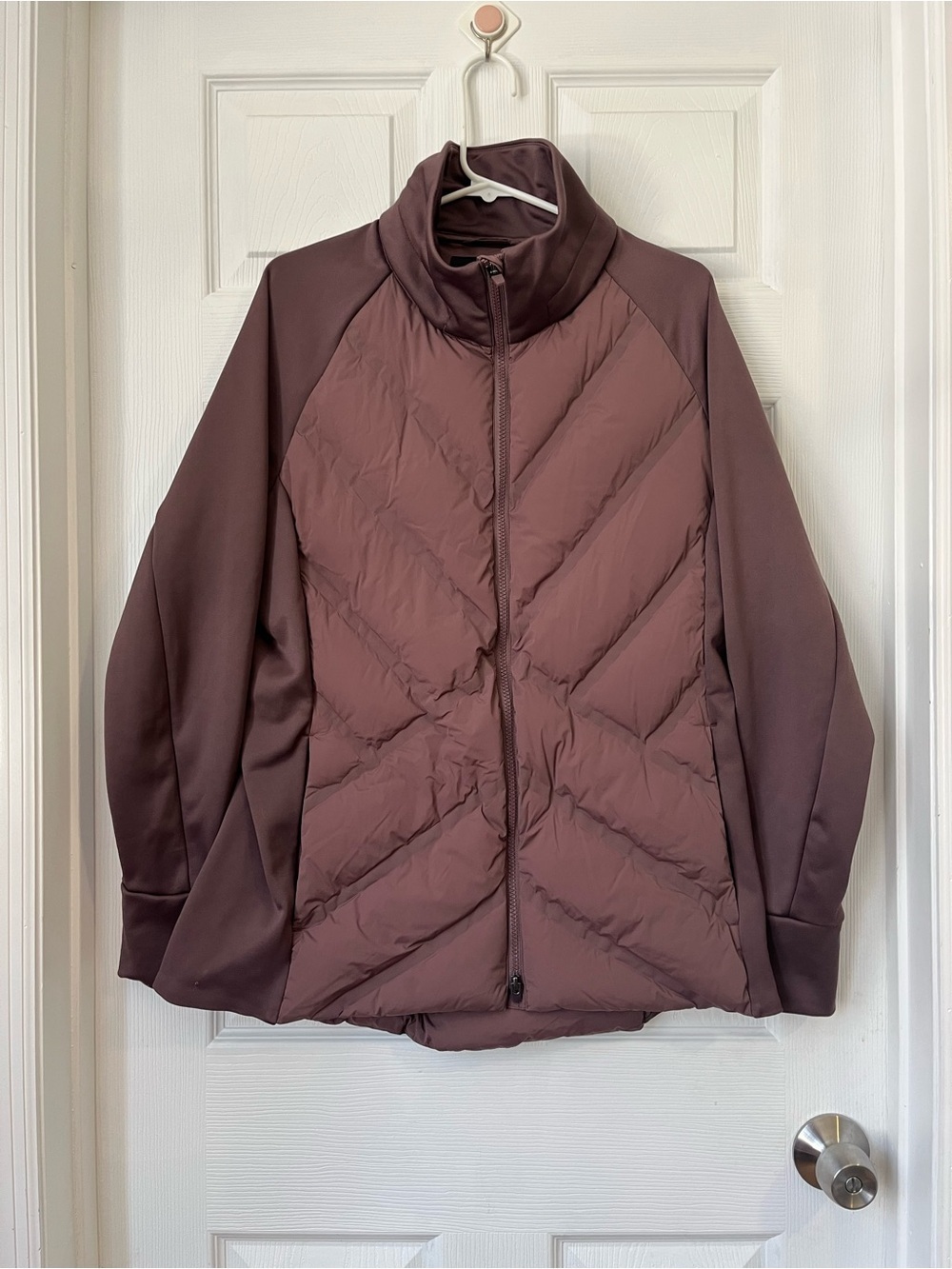Athleta Inlet Down Puffer Jacket Dusty Mauve Plum XL